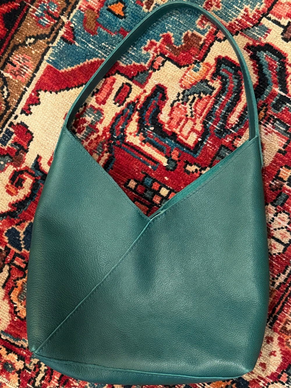 Portland Leather Naomi “Sea Glass” Pebbled Leather Large Shoulder Hobo Bag